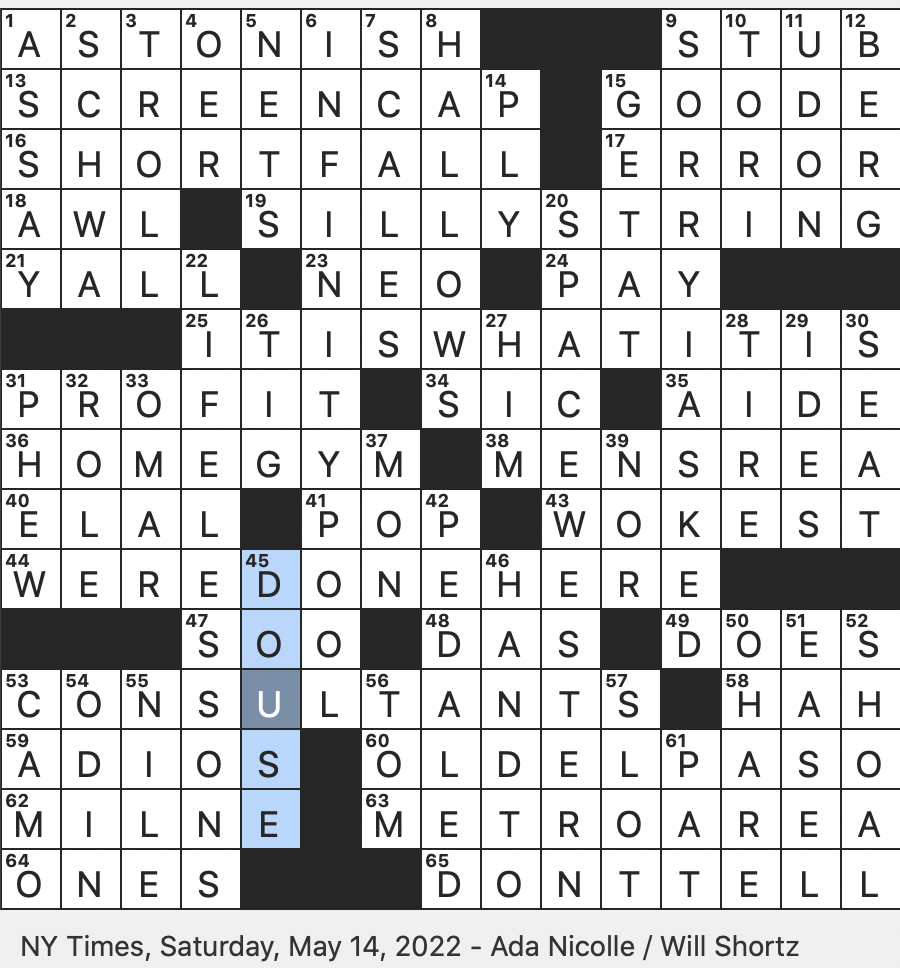Rex Parker Does The NYT Crossword Puzzle Tautological Words Of Resignation SAT 5 14 22 Soba Alternative Large Mass Of Swimming Fish Luxury Home Installation With A Vanishing Edge 