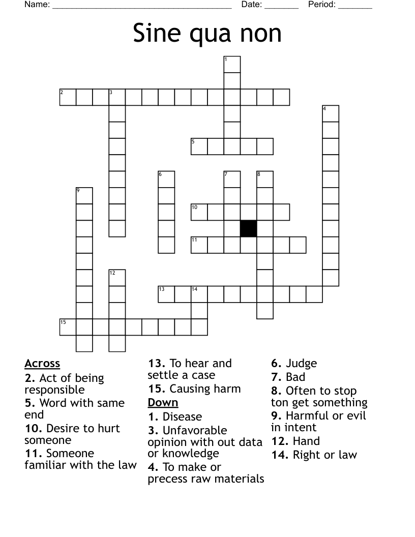 Sine Qua Non Crossword WordMint