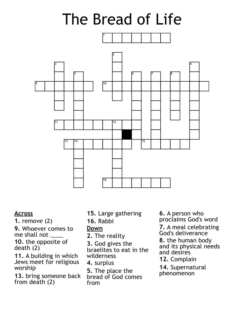 The Bread Of Life Crossword WordMint The Bread Of Life Crossword WordMint