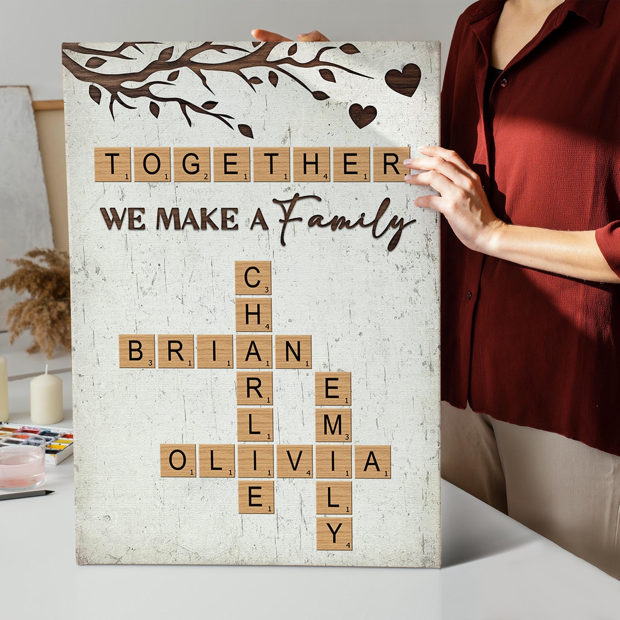 Together We Make A Family Custom Crossword Name Canvas Personalized Family Gift Rustic Home Decor Unique Keepsake Housewarming Gift Etsy