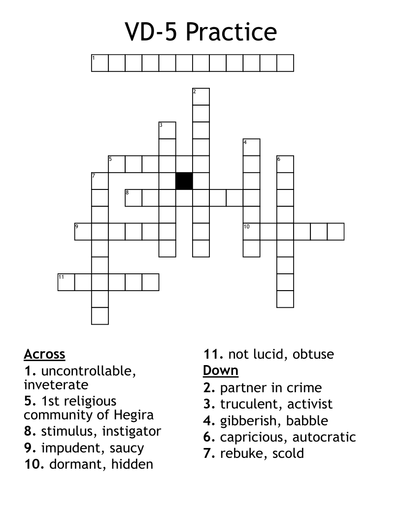 VD 5 Practice Crossword WordMint